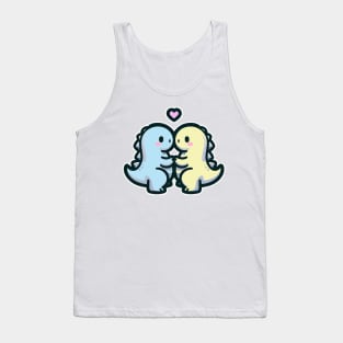 Dinosaur Couple Pastel Tank Top